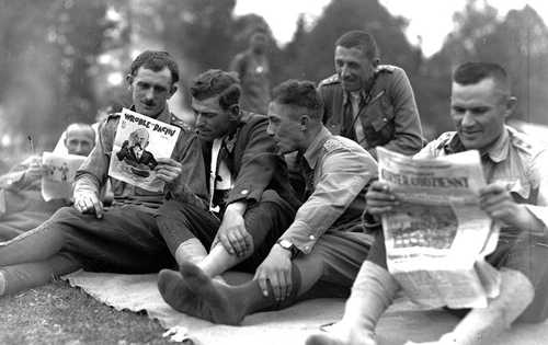 reading the newspaper