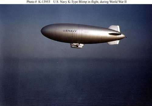 U.S. Navy K-Type Blimp in Flight, during World War II