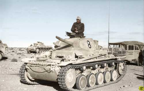 PzKpfw IIC in Africa (colorized)