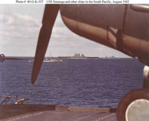 USS Saratoga and other ships in the South Pacific