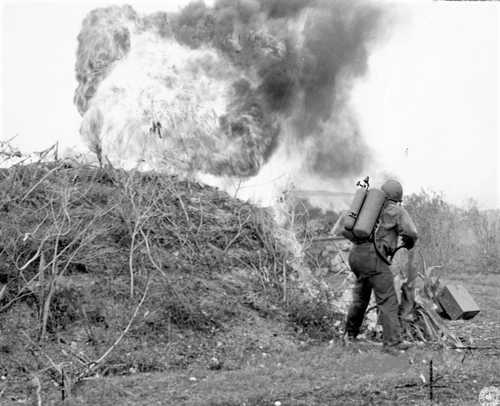Flamethrower in action