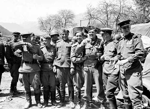 Soviet officers with a few Americans...