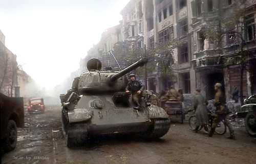T-34-85 on the streets of Berlin, 1945