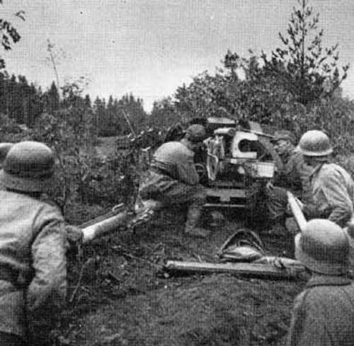 Anti-tank gun ready