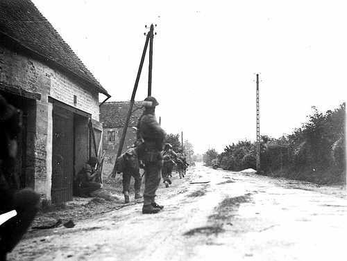 Fighting in a small French town