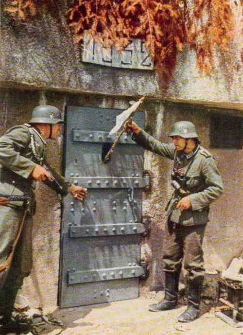 French bunker surrendering, 1940
