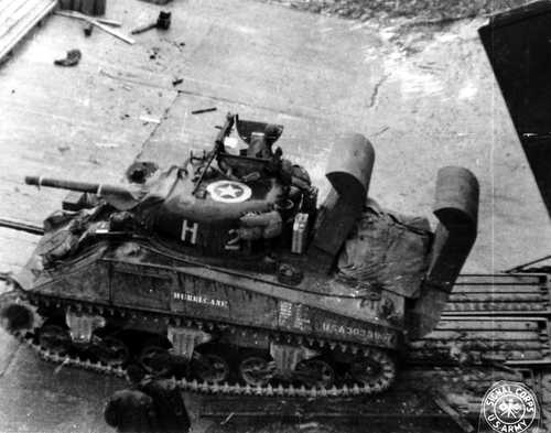 Unloading Sherman tank