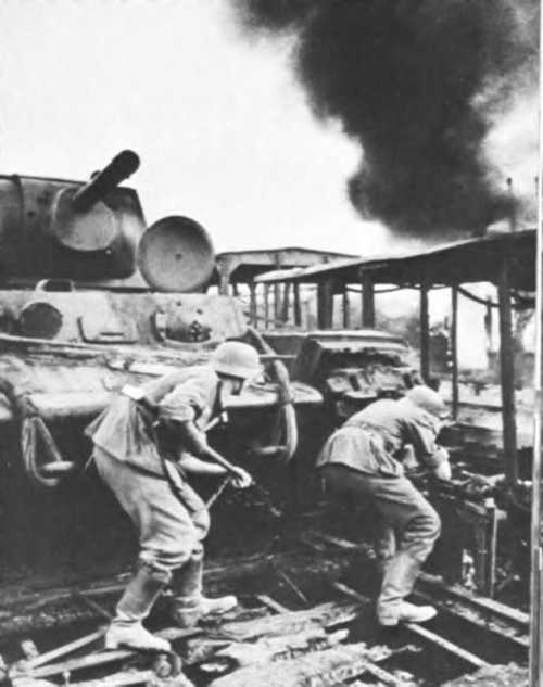 german troops assault in a russian train station.