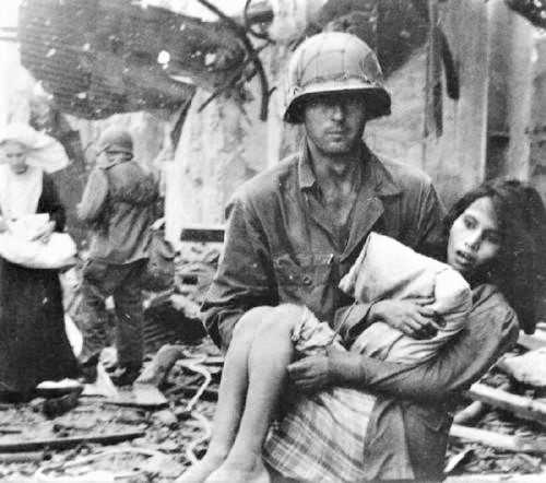 An American GI rescues a girl