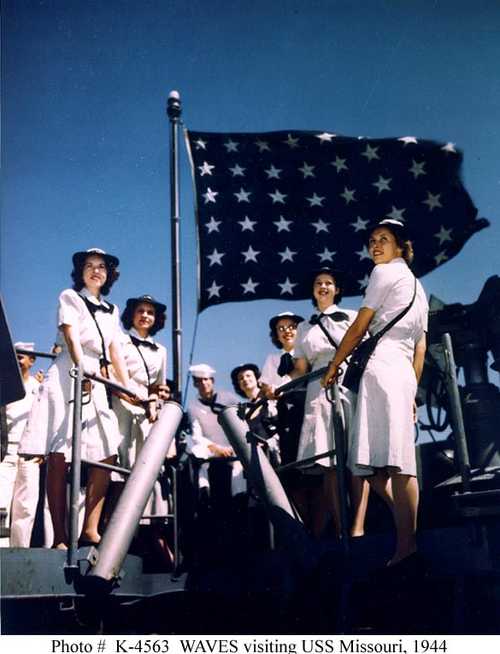 WAVES visiting USS Missouri