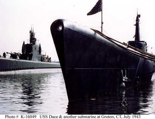 USS Dace &amp; another submarine at Groton, CT