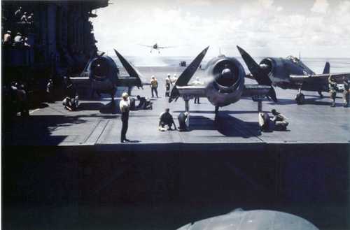 Grumman F6F-3 Hellcat Fighters on Carrier