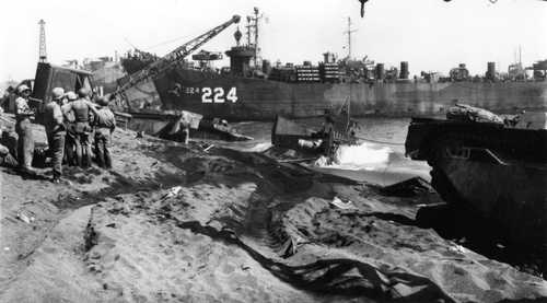LST 224 unloading on Iwo Jima