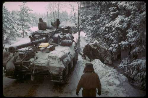 Icy road in the Ardennes Forest