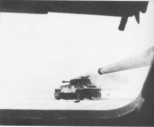 View from SU-85 to the knocked out Panther.
