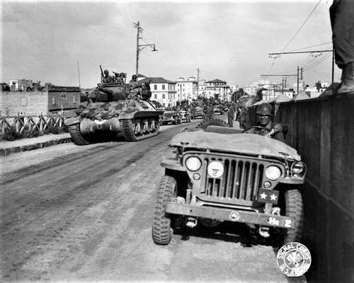 Military traffic on a bridge