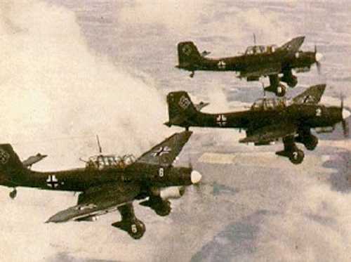 Ju-87 Stukas in flight
