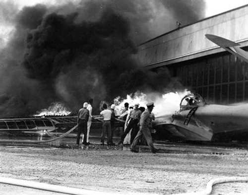 PBY patrol bomber burning