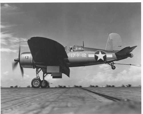 Corsair catches its tail hook