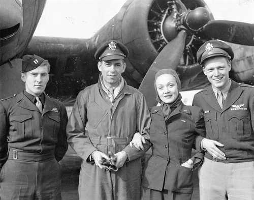 Posing with B-17 crew