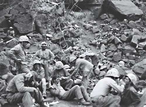 Tending the wounded in the rubble