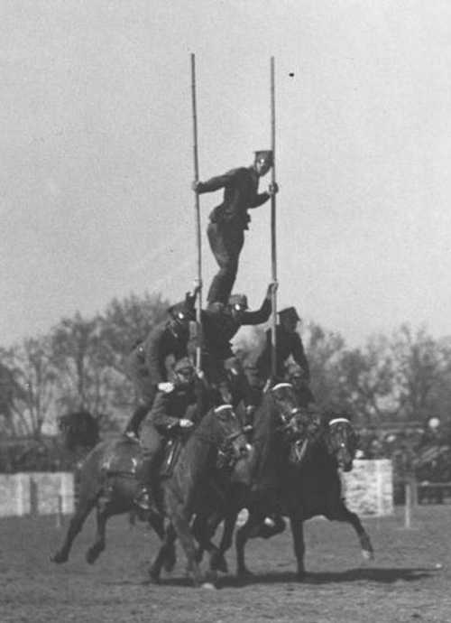 Polish cavalrymen playing around