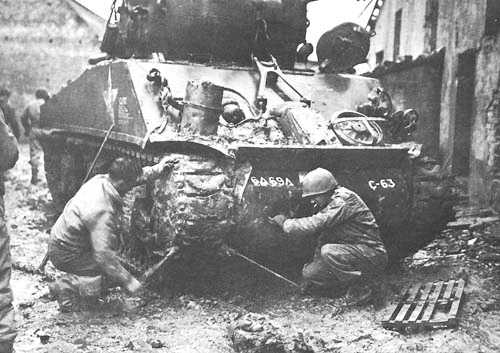 Replacing tracks on a Sherman tank