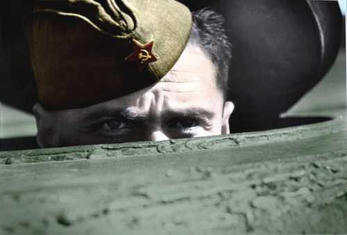 Tank gunner looks (colorised)