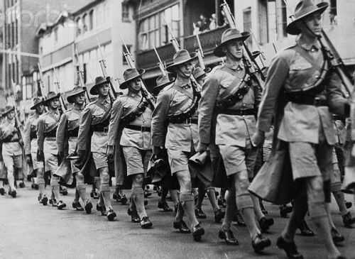 Australian soldiers march