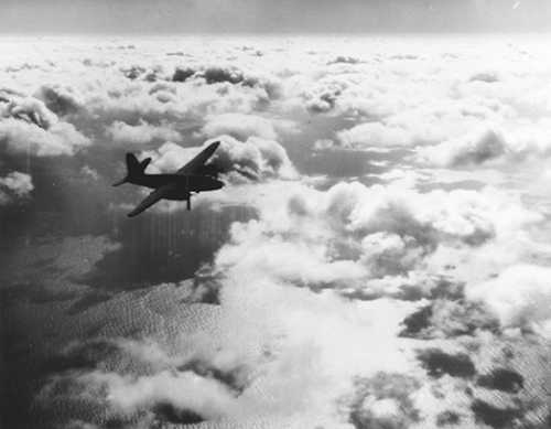 Below us the clouds and the sea