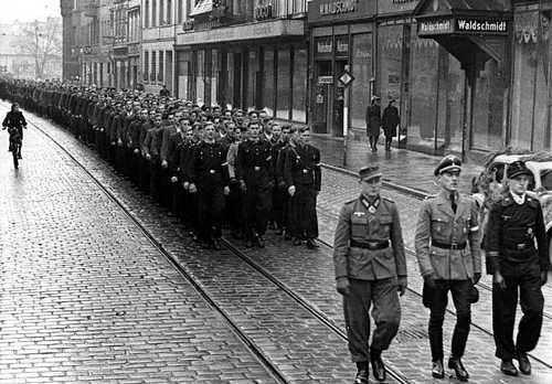 Column of volunteers