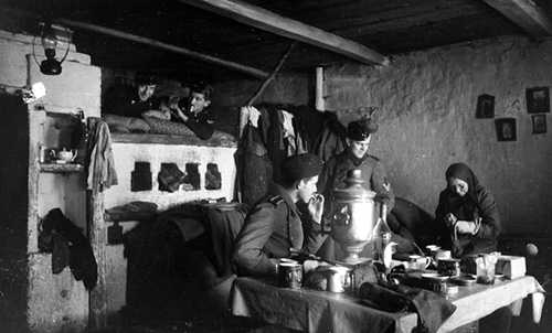 German soldiers in their Russian billet