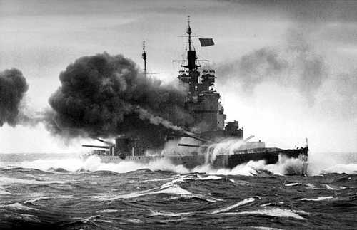Salvo from battleship