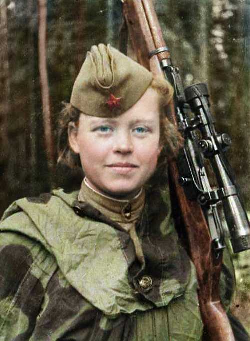 Sniper volunteer Nadezhda Kolesnikova