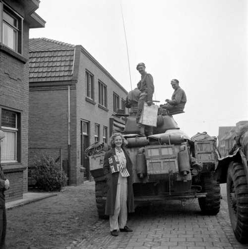 A young lady and a Staghound