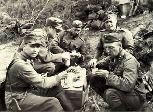 Officers taking a break in the field