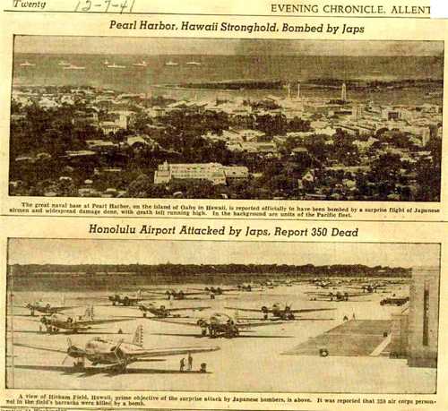 Page two of the Japanese Attack on 12/7/1941
