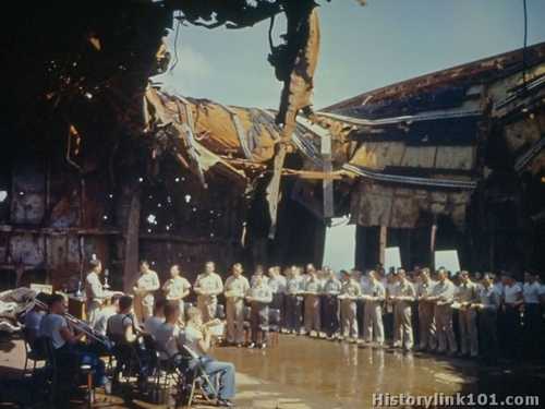 Church services USS Franklin