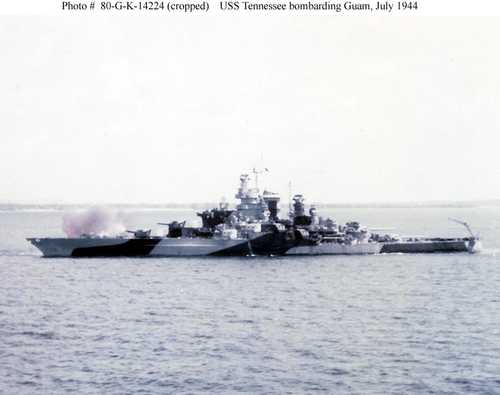 USS Tennessee bombarding Guam