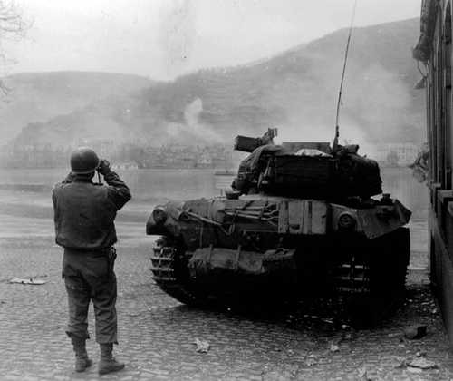 Firing across the Rhine river