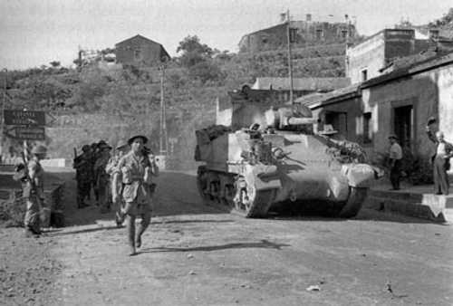 British Armour and Infantry Advance - Sicily 1943