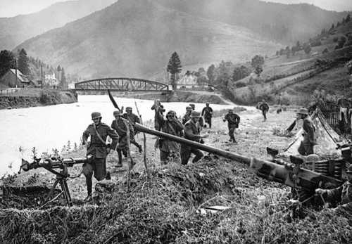 Anti-aircraft gun protects a bridge
