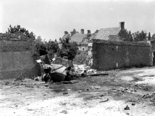 The wreckage of a Canadian Scout Car