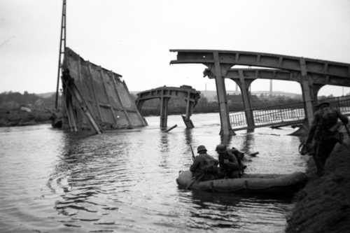 Crossing the river. 