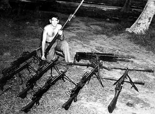 Captured enemy weapons