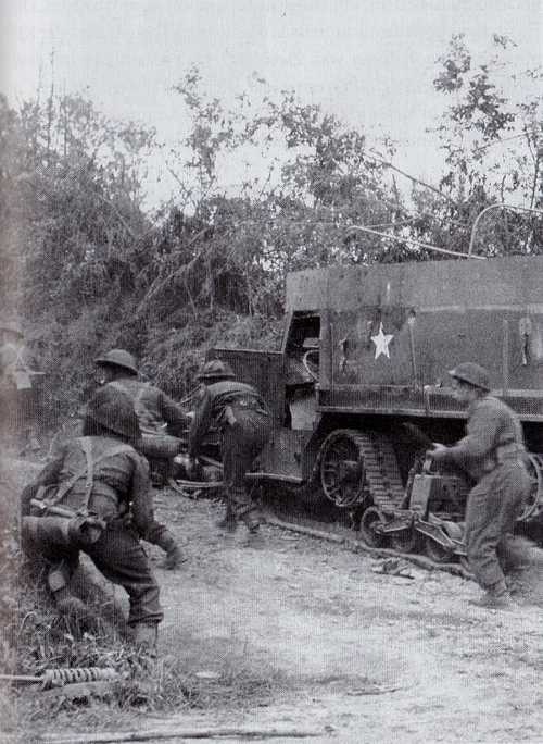 British forces advancing in Normandy