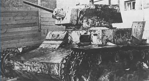 Knocked out Vickers tank