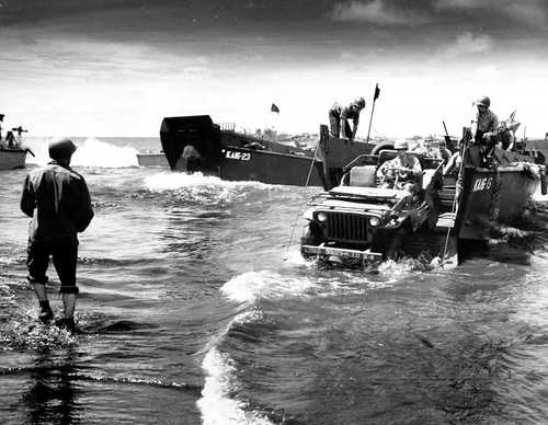 Jeep coming ashore