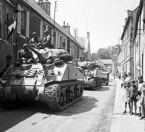 Sherman tanks in downtown
