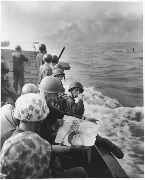 Enjoying a pinup en route to Tarawa